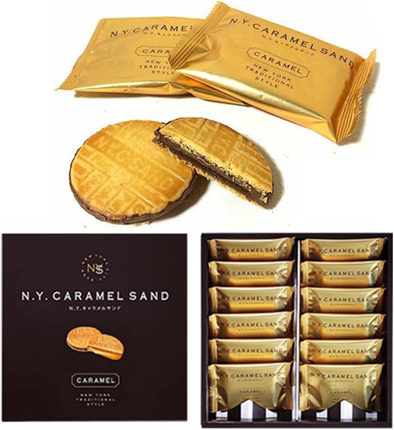 N.Y. Caramel Sand Cookies in 12 pcs, logo-branded cookies, perfect for personal indulgence