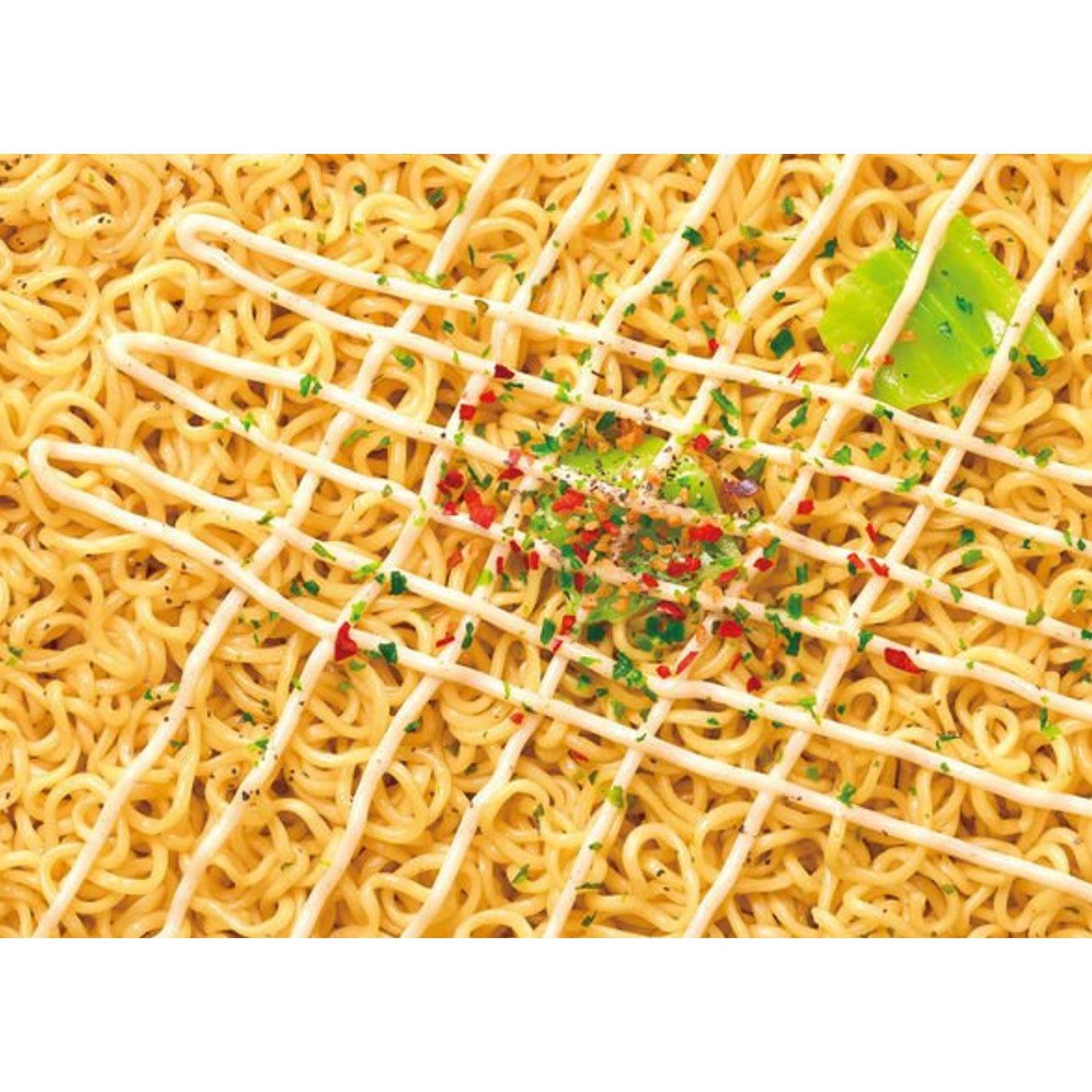 Close-up of Myojo Ippeichan Salted Yakisoba Instant Fried Noodles, 130g, featuring seasoning packet for umami taste