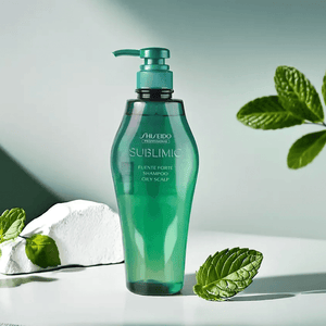 Close-up of SUBLIMIC FUENTE FORTE Shampoo For Oily Scalp, 16.9oz, featuring Scalp Enhancing System for healthy hair