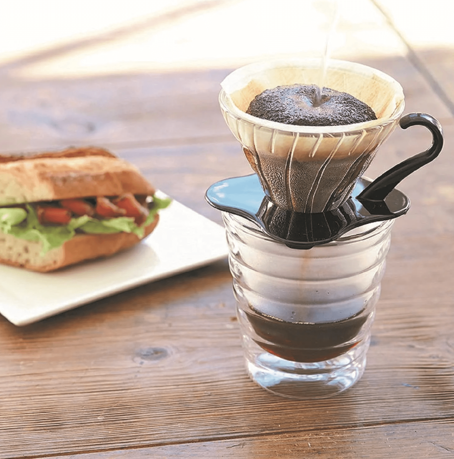 Hario V60 Glass Coffee Dripper, Size 02, Black