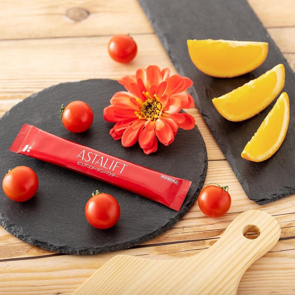 Astalift Pure Collagen Powder in 30 Sachets, Vitamin C-enhanced, perfect for hydration support