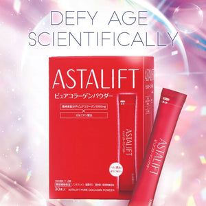 30 Sachets Astalift Pure Collagen Powder with low-molecular collagen, offering radiant skin benefits