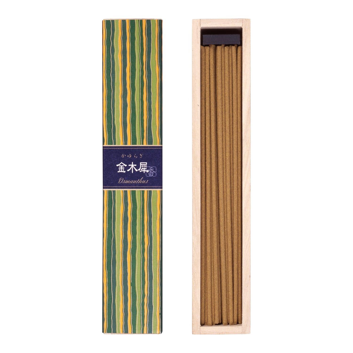 Nippon Kodo Kayuragi Kinmokusei Japanese Incense Stick Osmanthus 40 Sticks, elegant box, ideal for relaxation rituals