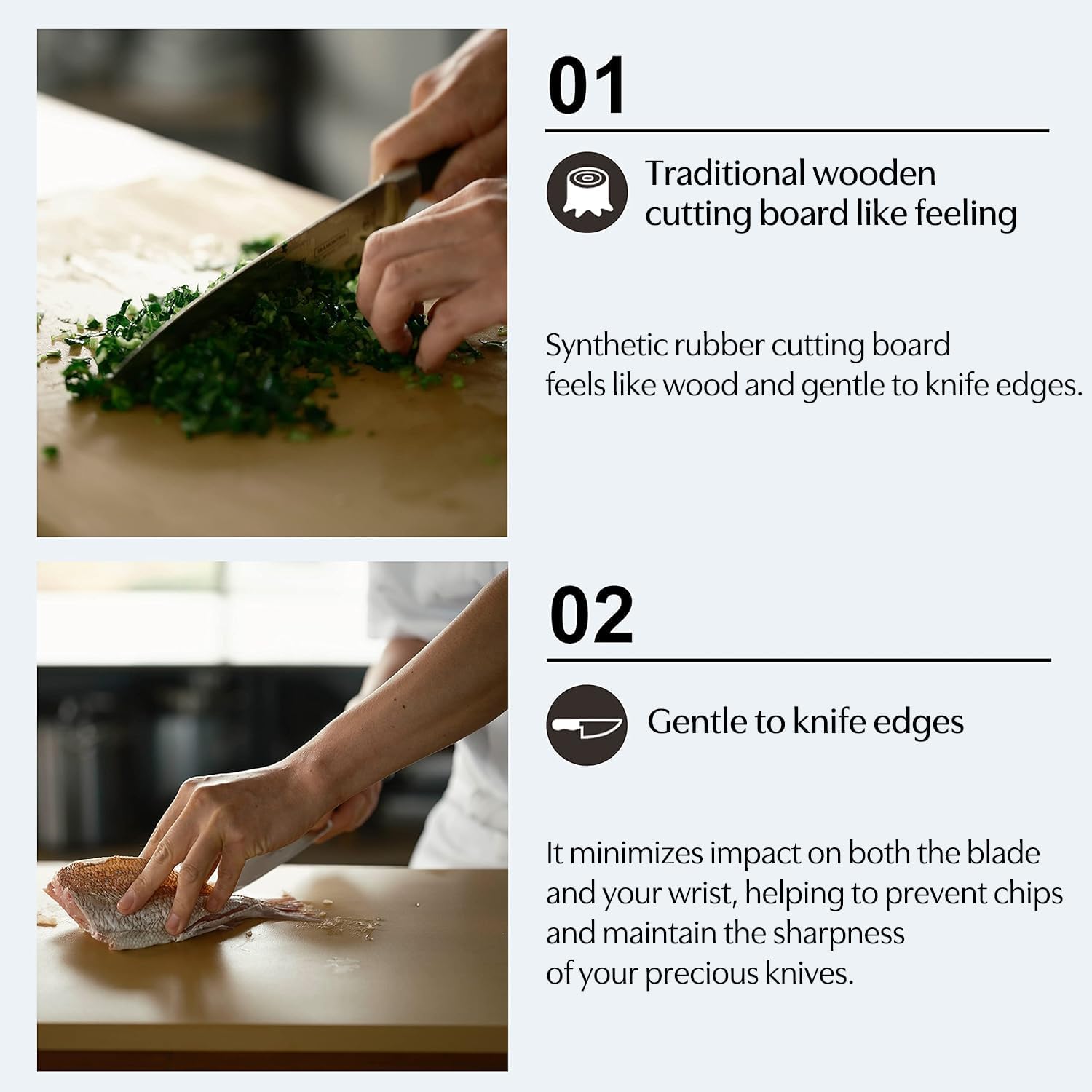 Asahi Cookin' Cut Japan Rubber Cutting Board in 380x210x13mm, quick-drying design, perfect for hygienic kitchen tasks