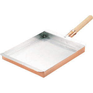 Marushin Copper Tamagoyaki Pan Kansai Type Japanese Omelette Pan in 21cm, wooden handle, perfect for home kitchens