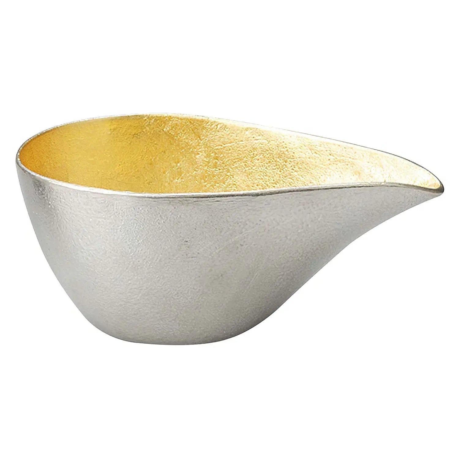 Nousaku Tinware Katakuchi Lipped Sake Server, 150ml, gold leaf interior, ideal for sake serving