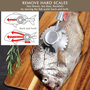Compact Prince Ginrin Fish Scaler with hanging hole, offering durability for daily fish prep