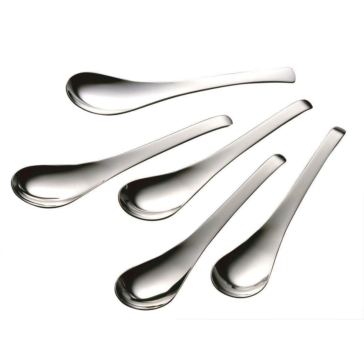 Shimomura Japanese Renge Spoon (5 Pieces Set) 18756, durable stainless steel, ideal for ramen and soups