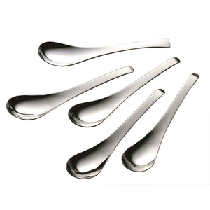 Shimomura Japanese Renge Spoon (5 Pieces Set) 18756, durable stainless steel, ideal for ramen and soups