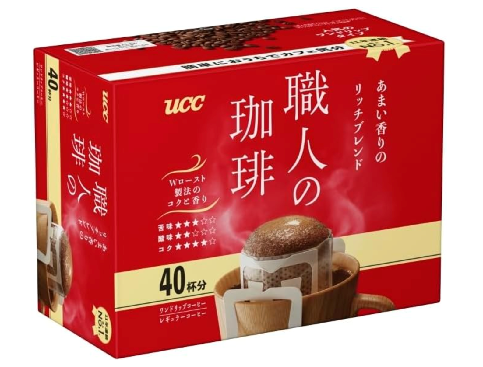 UCC Meister's Drip Coffee Bags Sweet Aroma 40 Count, sun-dried beans, ideal for convenient home brewing