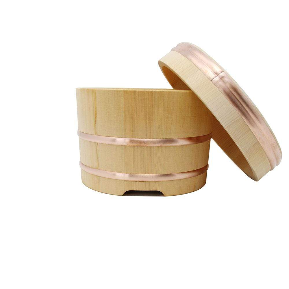 30cm Yamacoh Ohitsu Sawara Wooden Rice Container Edobitsu Japan, copper bands, designed for home chefs