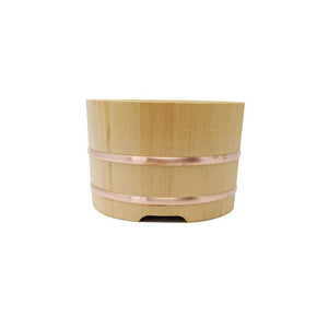 Close-up of Yamacoh Ohitsu Sawara Wooden Rice Container Edobitsu Japan, 30cm, featuring Sawara wood for moisture absorption