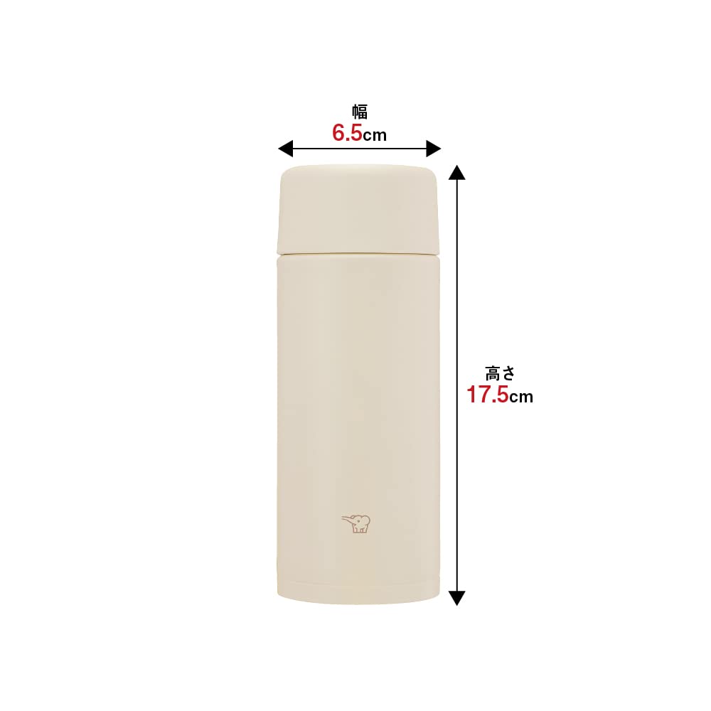 360ml Zojirushi Sand Beige Stainless Steel Water Bottle with Seamless Cap Easy to Clean SM-ZB36-CM, leak-proof design, designed for commuters