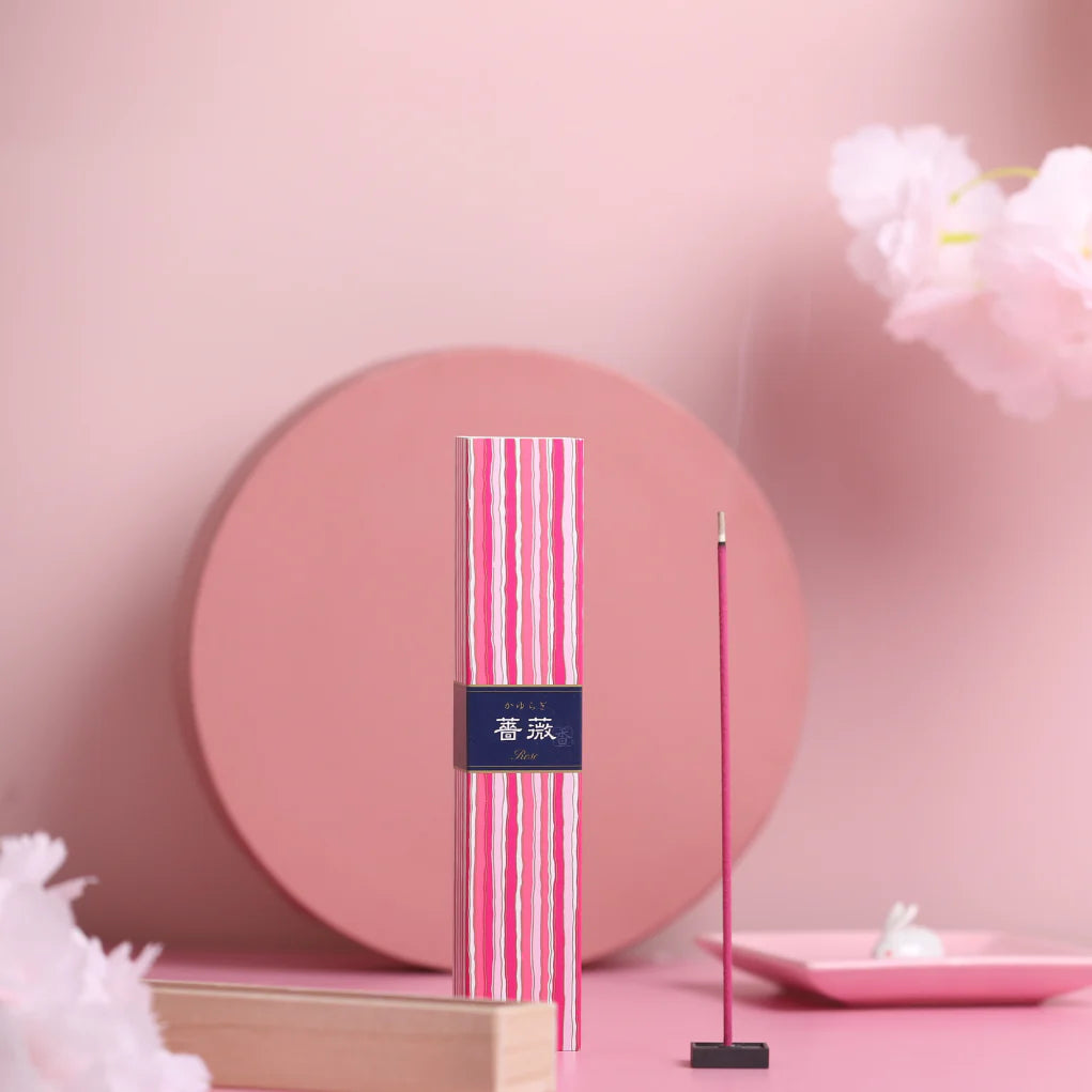 40 Sticks Nippon Kodo Japanese Incense Kayuragi Rose with kimono-inspired design, offering serene ambiance