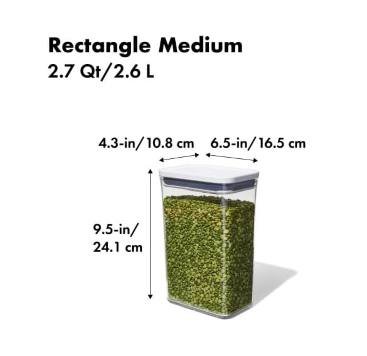 “OXO POP Container 2 24 cm Medium transparent body showing contents”