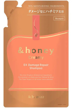 Honey Creamy Ex Damage Repair Shampoo Refill 350Ml - Rich Honey Beauty For Damaged Hair - Japan