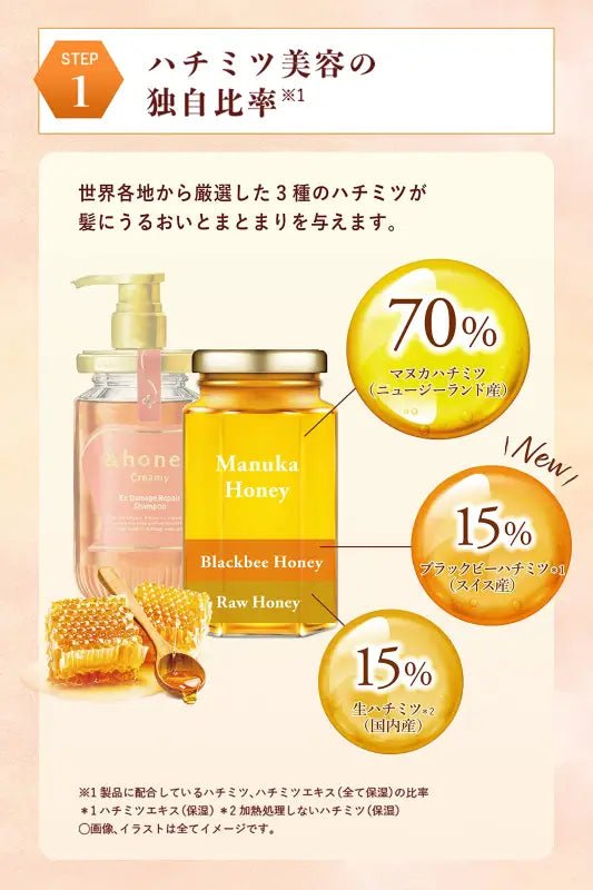 Honey Creamy Ex Damage Repair Shampoo Refill 350Ml - Rich Honey Beauty For Damaged Hair - Japan