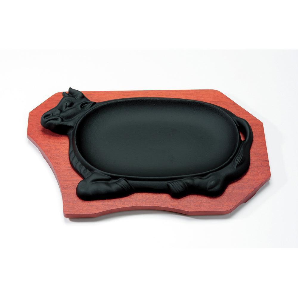 Ikenaga Cast Iron Steak Plate Cow - Shaped Sizzling Plate 21cm