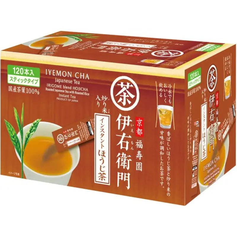 Iyemon Cha Irigome Blend Hojicha Roasted Japanese Tea With Roasted Rice 120 Sticks - Instant Tea