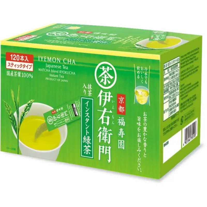 Iyemon Cha Matcha Blend Ryokucha Japanese Instant Tea 120 Sticks - Instant Tea From Japan