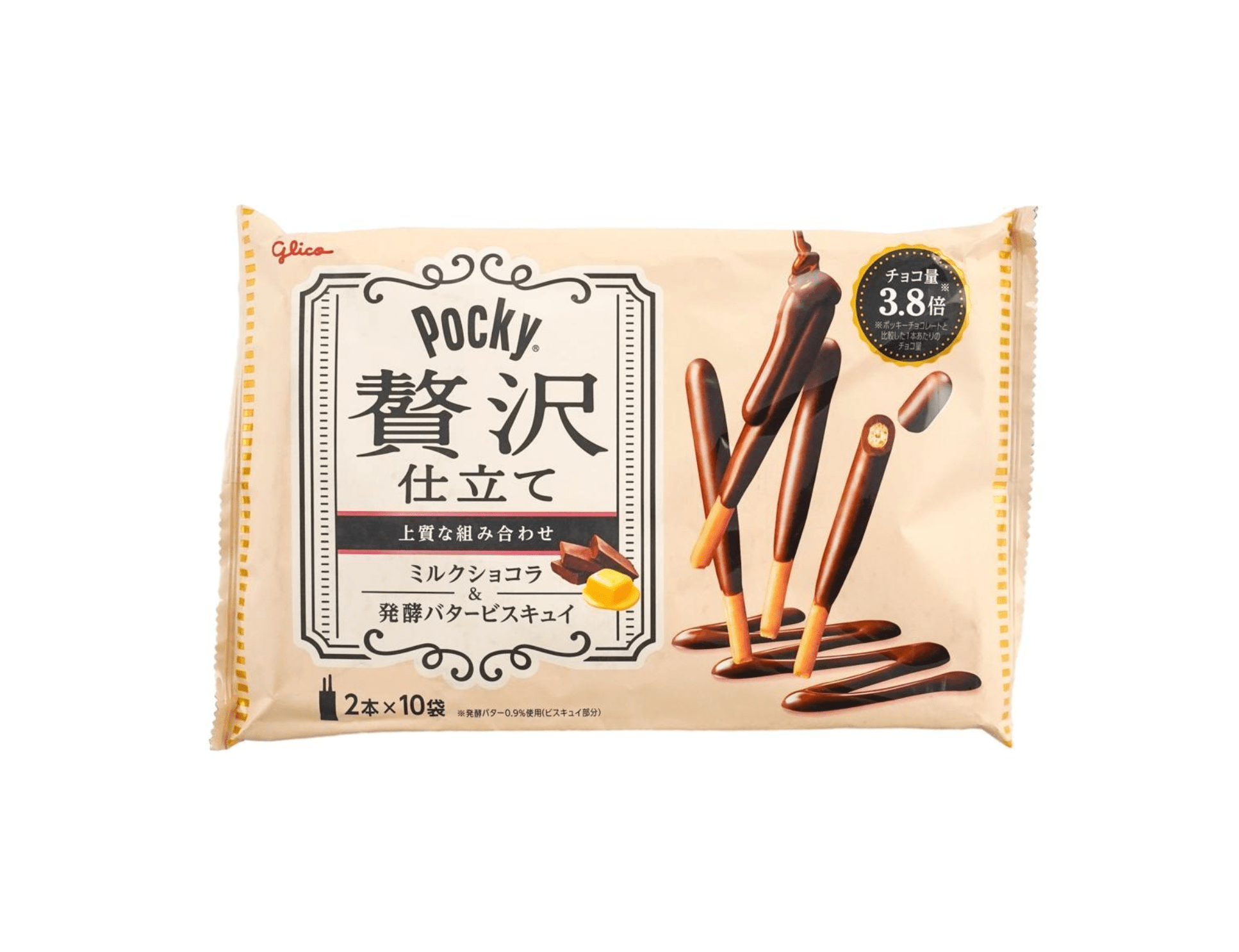 Japanese Milk Chocolate & Fermented Butter Pocky Cookie Sticks, 10 Packs