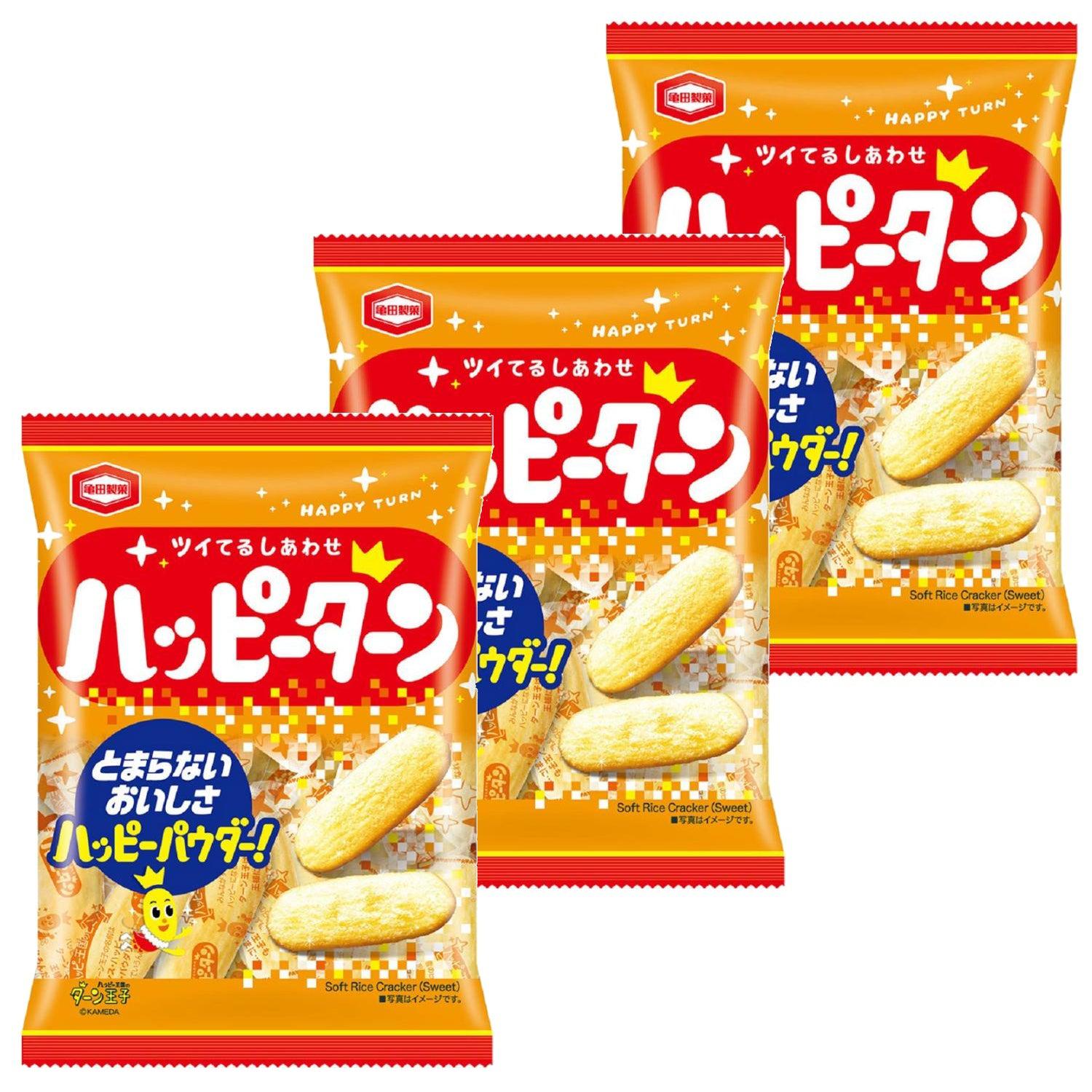 Kameda Happy Turn Senbei Rice Crackers 96g (Pack of 3 Bags)