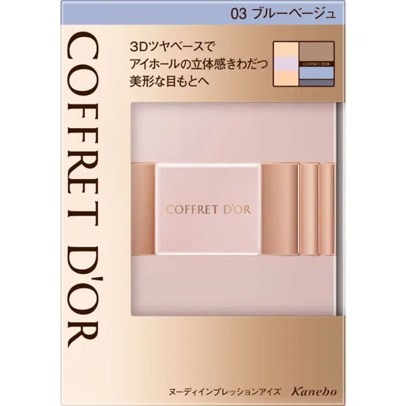 Kanebo Japan Coffret D’or Nudy Impression Eyes 4 Color Eyeshadow Palette 03 Blue Beige 4g - Makeup