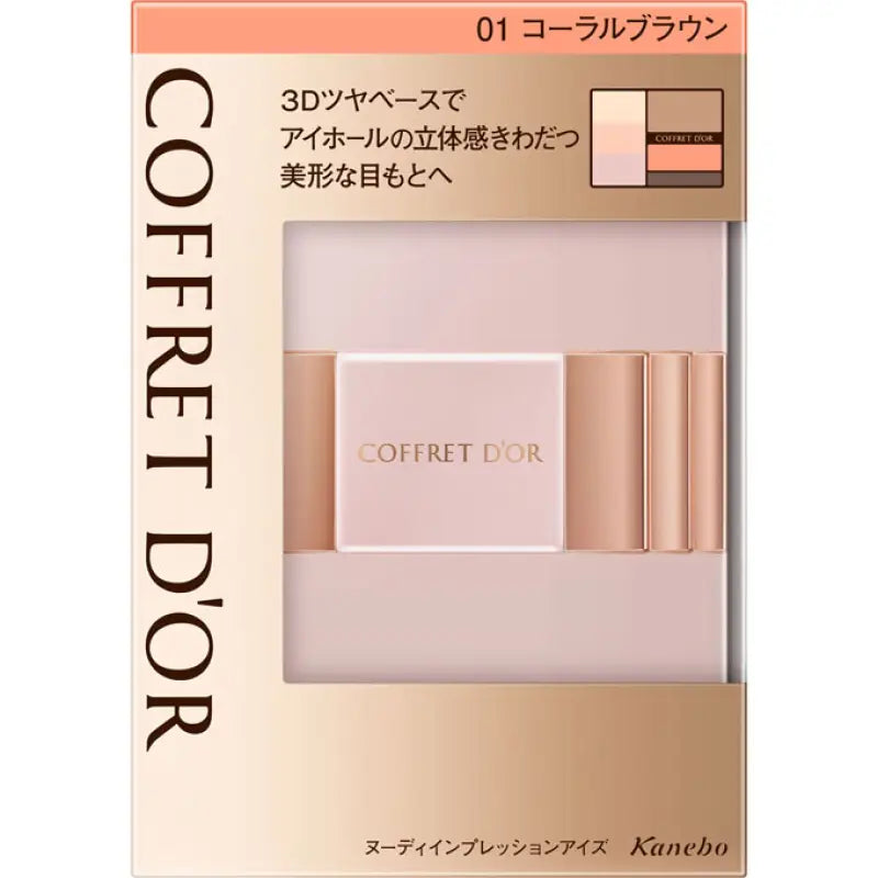 Kanebo Japan Coffret D’or Nudy Impression Eyes 4 Color Eyeshadow Palette 03 Coral Brown 4g - Makeup