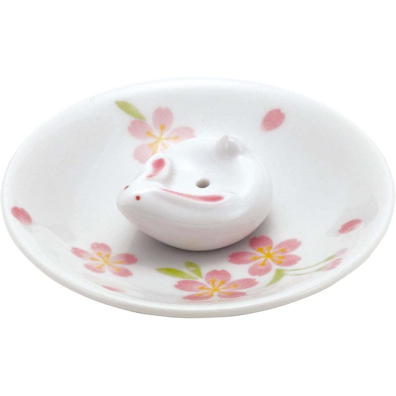 Kanesan Incense Burner Sakura & Rabbit Incense Holder & Plate