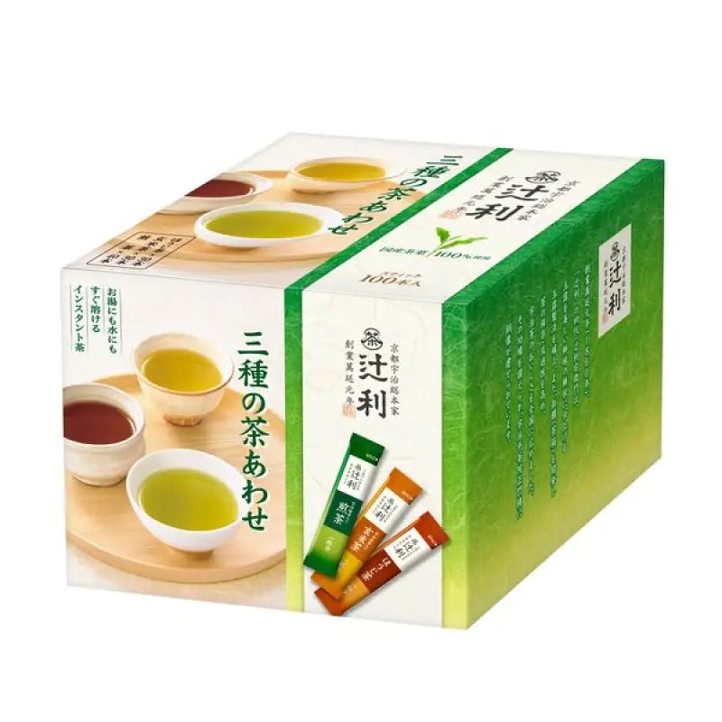 Kataoka Bussan Tsuji 3 Flavors Instant Tea Set 100 Sticks - Sencha/Hojicha/Genmaicha