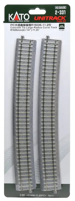 KATO 2 - 331 Concrete Tie Large Radius Curve Track R1606Mm 63 1/4" 11.25 4 Pcs. Ho Scale