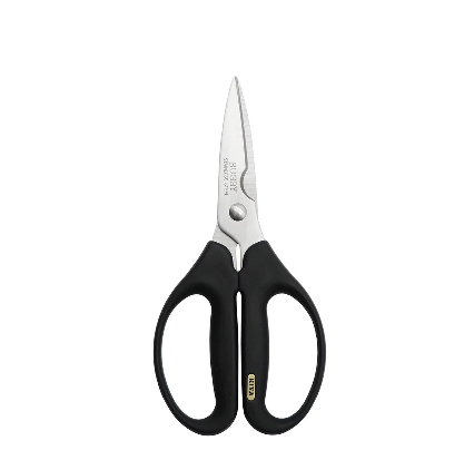 Close-up of Kiya Rugby Kitchen Scissors 182mm showing thick ergonomic handle