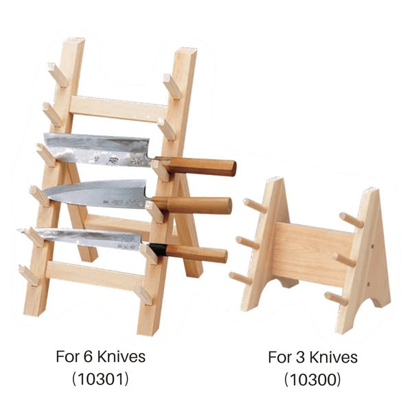 Close-up of Yamacoh Katana-Style Wooden Knife Rack 10301, elegant katana-inspired design
