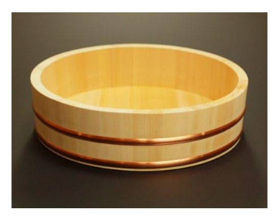 36cm Umezawa Hangiri wooden sushi bowl, crafted from sawara cypress for home cooking