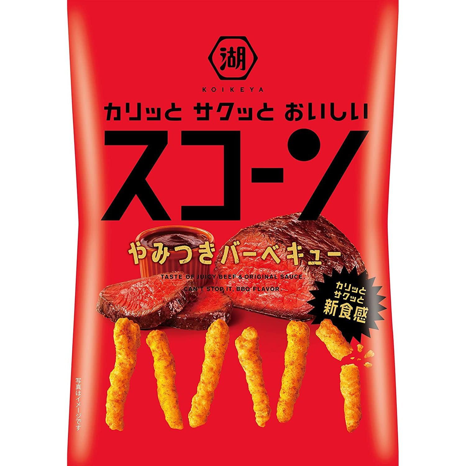 Koikeya Scorn BBQ Barbecue Corn Puffs Snack 78g (Pack of 3 Bags)