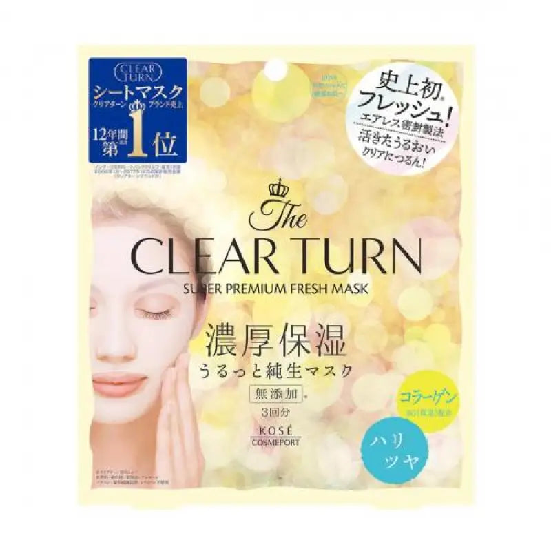 Kose Clear Turn Super Premium Moisturizing Fresh Mask 3 Sheets (Haritsuya) - Skincare