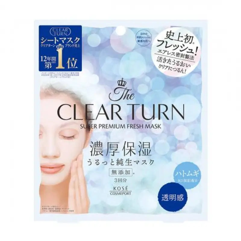 Kose Clear Turn Super Premium Moisturizing Fresh Mask 3 Sheets (Clarity) - Skincare