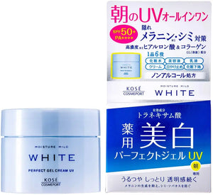 Kose Moisture Mild White Perfect Gel Cream UV 90g - Moisturizer With SPF For Dewy And Protected Skin Skincare