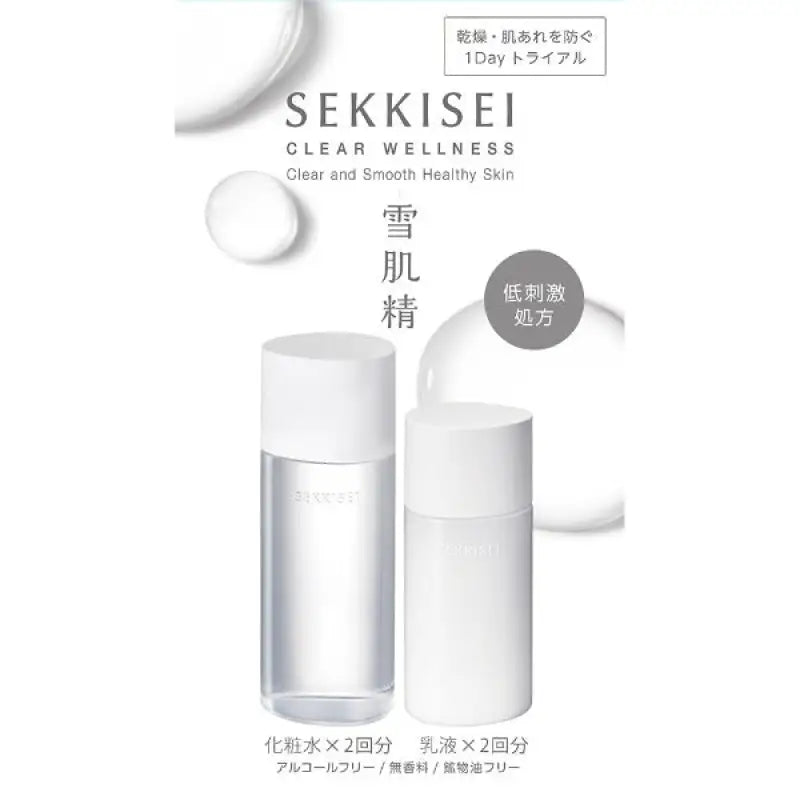 Kose Sekkisei Clear Wellness 1 Day Trial Kit 2 Items - Pure Conc Lotion and Refining Milk Skincare