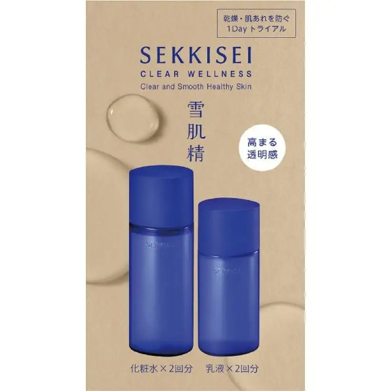 Kose Sekkisei Clear Wellness 1 Day Trial Kit - Natural Drip Lotion and Smoothing Milk Skincare
