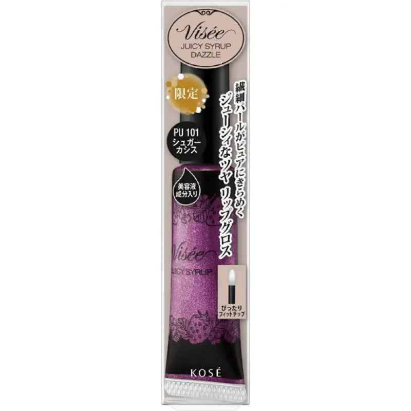 Kose Visee Riche Juicy Syrup Dazzle Pu101 Sugar Cassis 9.5g - Moisturizing Lip Gloss Makeup