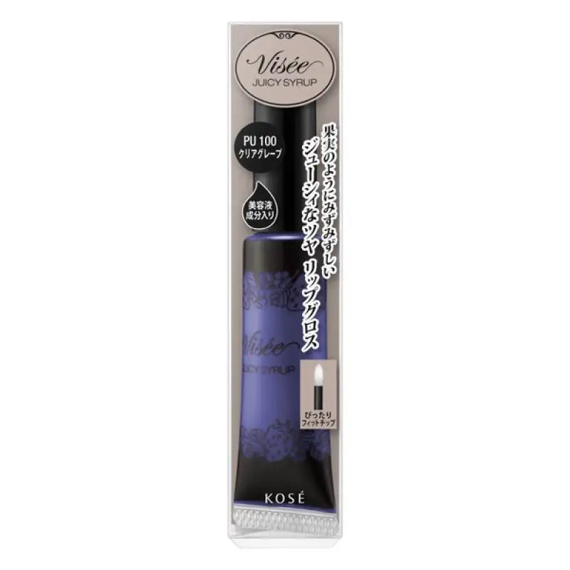Kose Visee Riche Juicy Syrup Pu100 Clear Grape 9.5g - Japanese Lip Gloss Moisturizing Lips Makeup