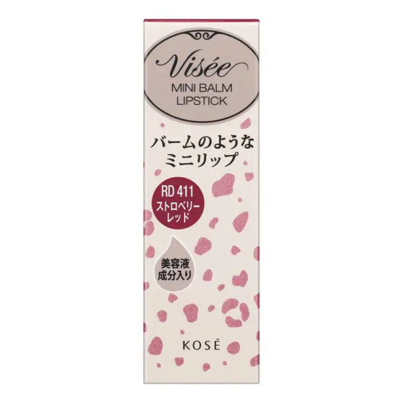 Kose Visee Riche Mini Balm Rd411 Strawberry Red 2.1g - Japanese Tint - Type Lipsticks Makeup