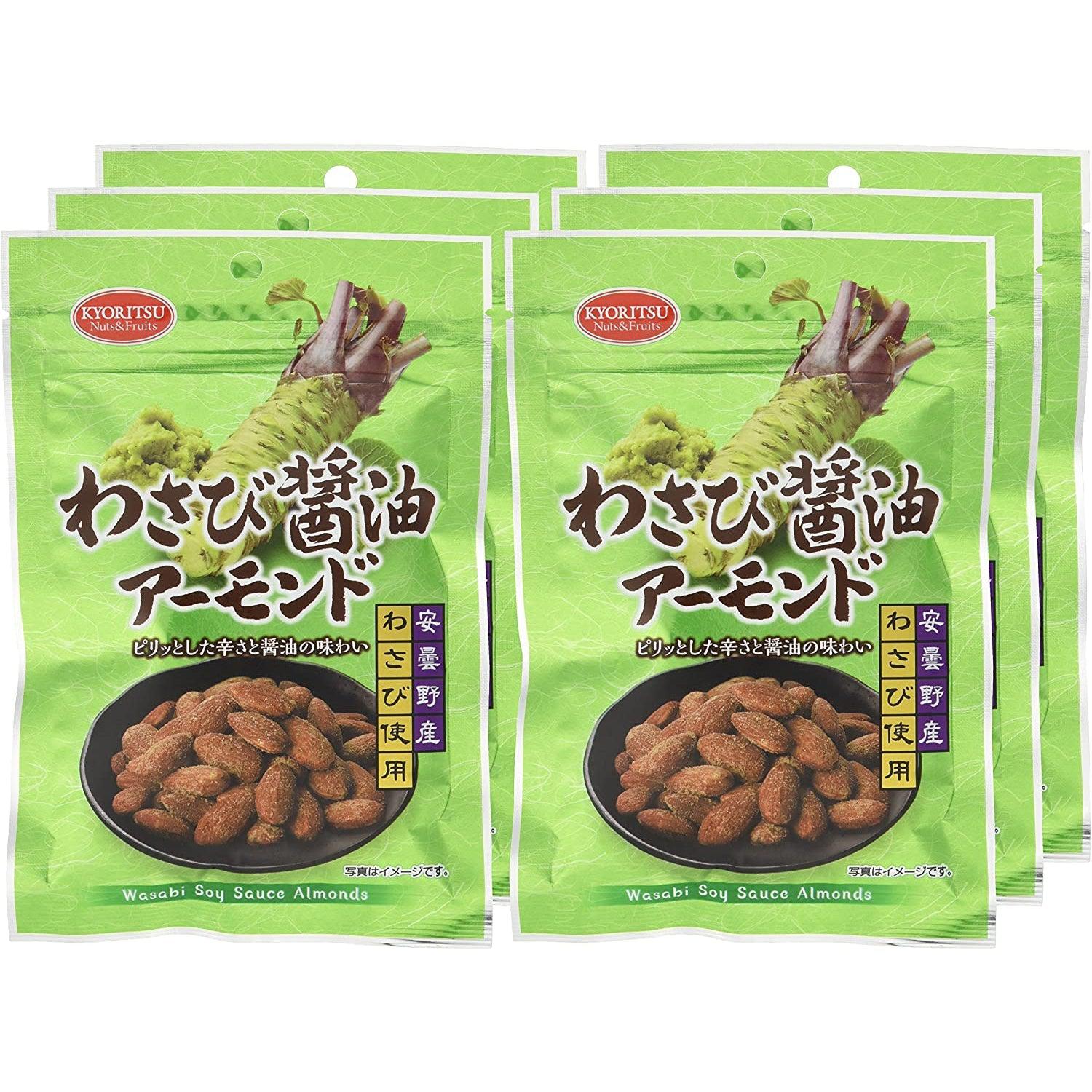Kyoritsu Roasted Almond Snack Wasabi Soy Sauce Flavor 45g (Pack of 6)