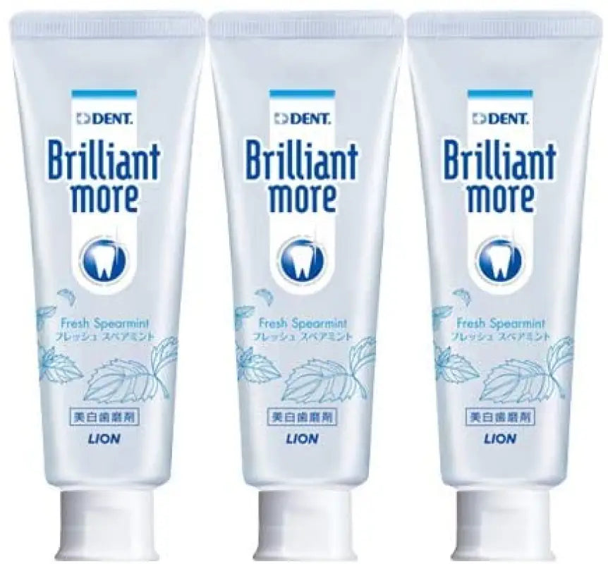 Lion Brilliant More (90 g) x 3 Bottles (Quasi-drug) (Fresh Spearmint) - Adult Toothpaste
