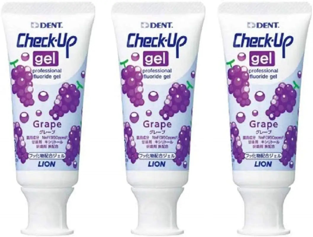 Lion CheckUP Gel Grape 3 Pack (60g/pc) - Children Toothpaste