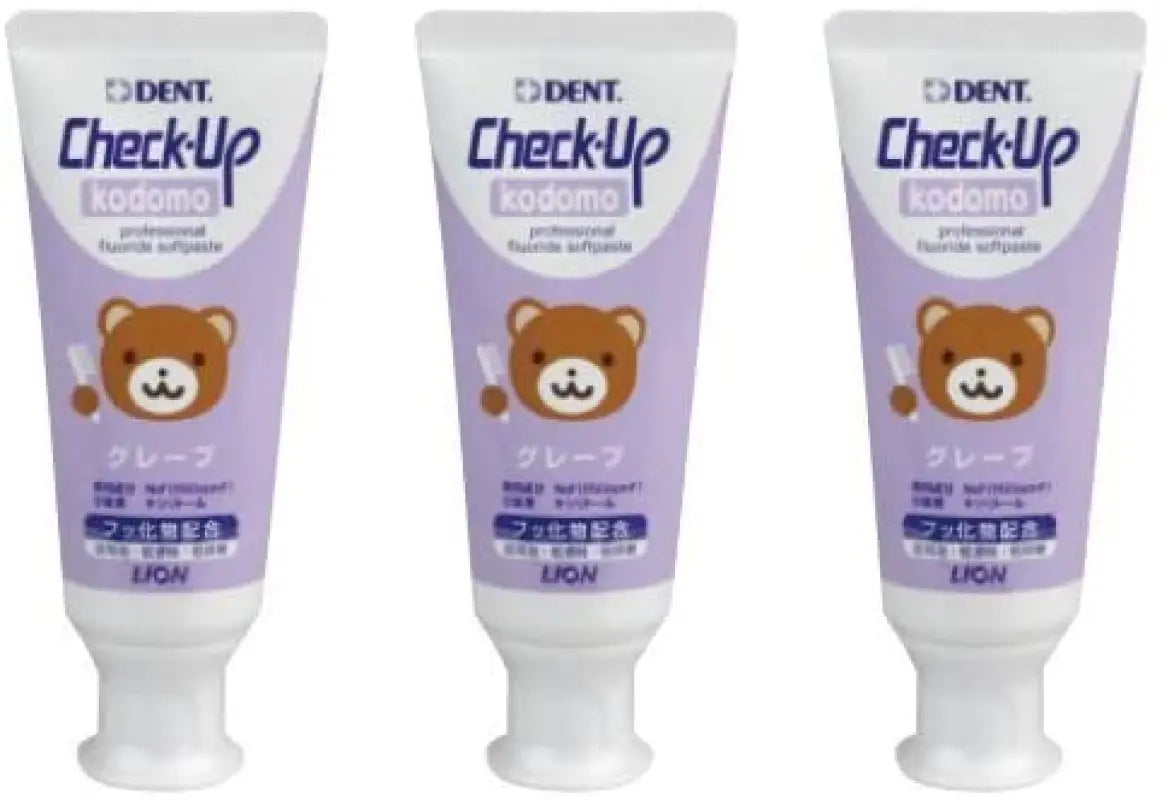 Lion DENT Check Up Kodomo Grape 3 Pack (60g/pc) - Children Toothpaste