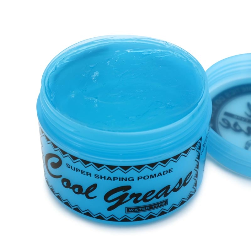 Close-up of Cool Grease Blue Hair Pomade, 210g, featuring lime scent for fresh styles