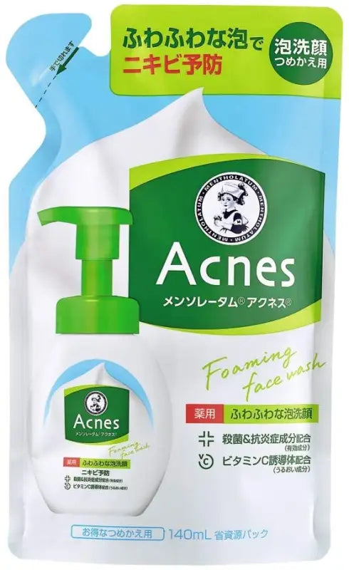 Mentholatum Acnes Soft Foam Face Cleaning for Acne Prevention Refill (140 ml) - Wash