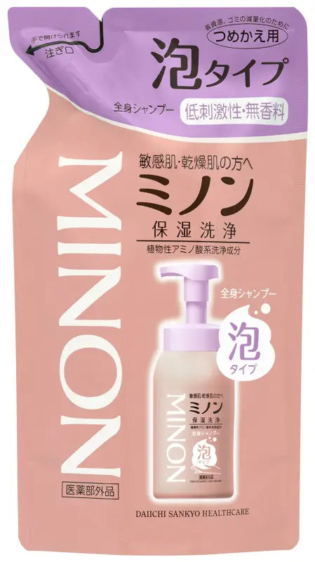 Minon Body Wash Shampoo Foam Type Refill Bag 400ml - For Hair